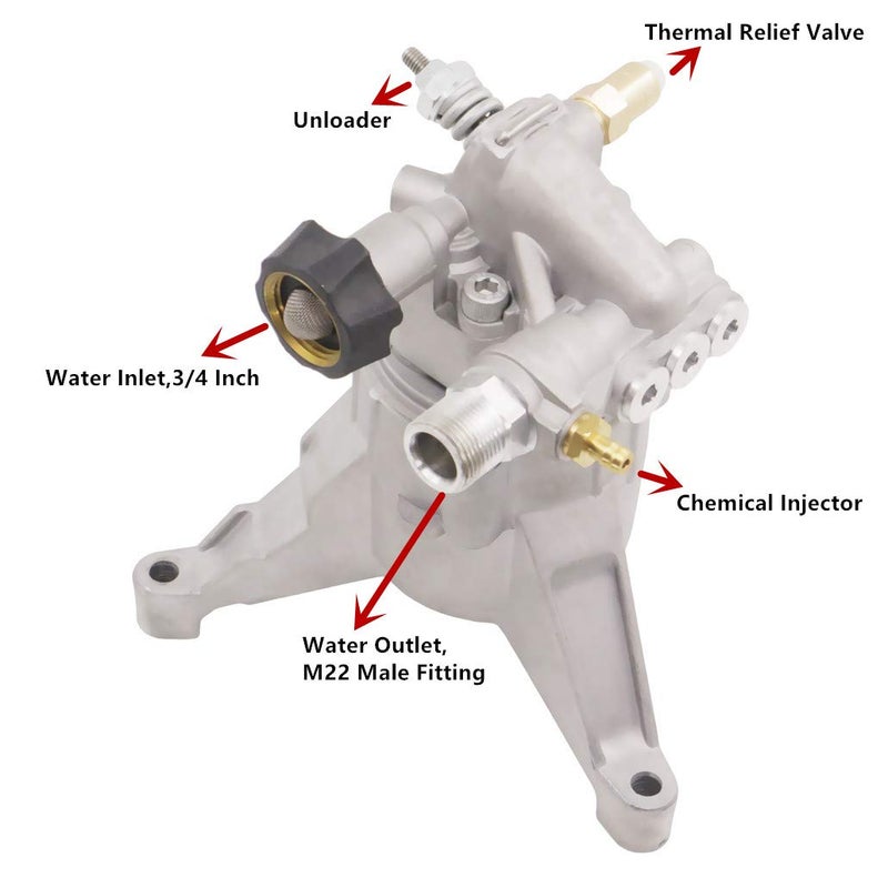 Hutdkte Universal 3100 PSI Power Pressure Washer Water Pump for Washer Pump 7/8" Shaft Engines with Pressure Washer Nozzle - Image 3